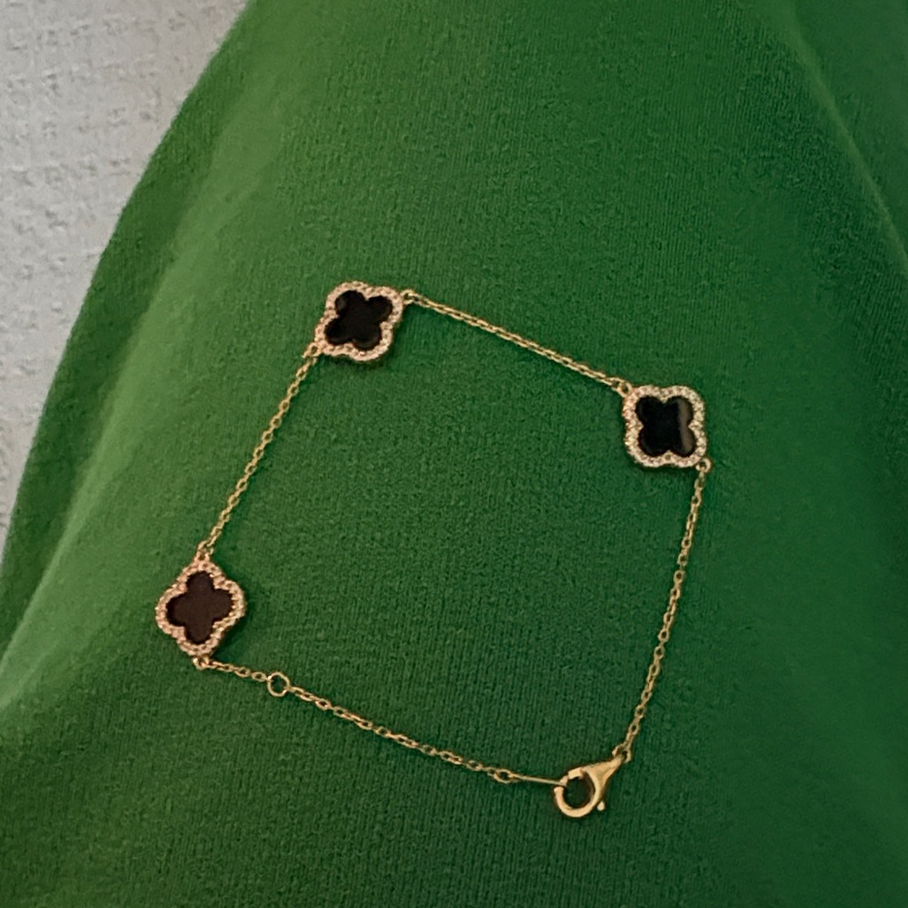 Rachel Zoe Gold and Black Clover Bracelet